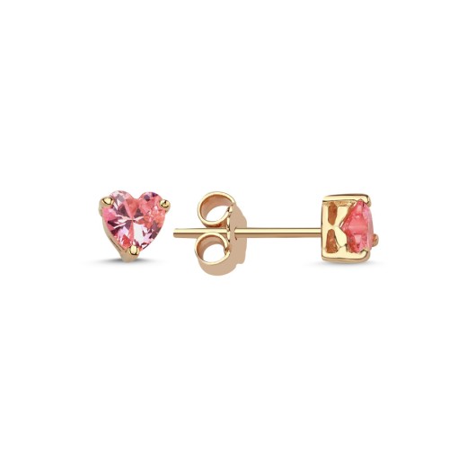 14 Carat Gold Pink Heart Solitaire Rose Earrings - CNG Jewels