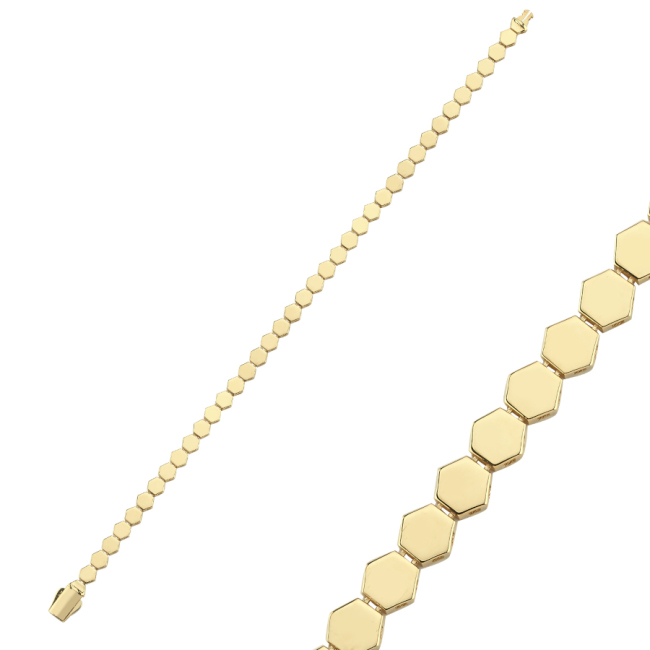 14 Ayar Altın Petek Zincir Bileklik - 1