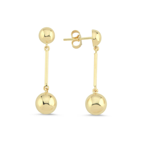 14 Ayar Altın Sallantılı Küçük Top Küpe - 1