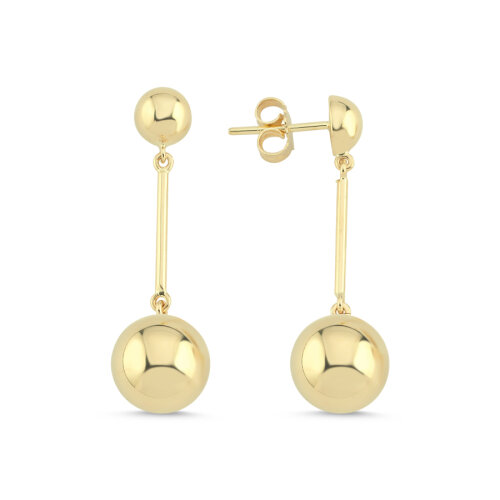 14 Ayar Altın Sallantılı Top Küpe - CNG Jewels