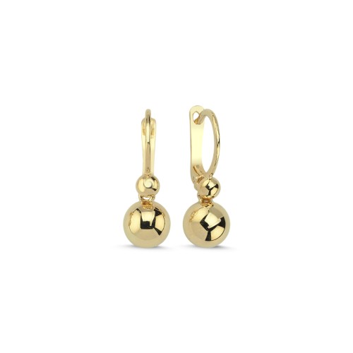 14 Ayar Altın Sallantılı Top Küpe - 1