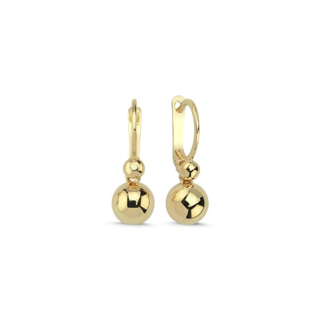 14 Ayar Altın Sallantılı Top Küpe - 1