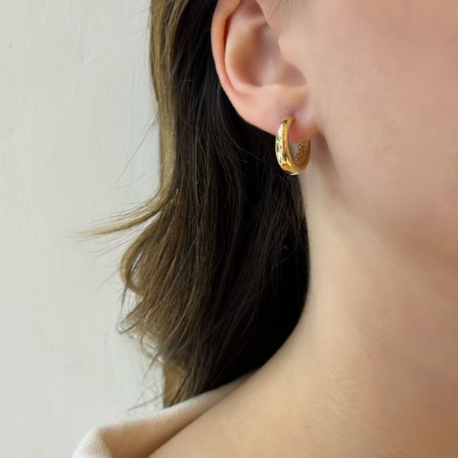 14 Ayar Altın Süzme Bombe Halka Küpe - 2