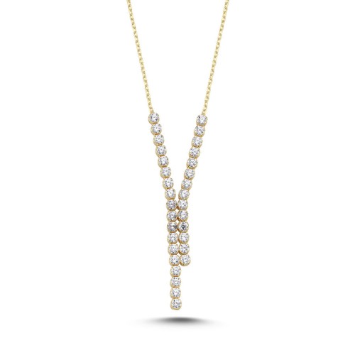 14 Ayar Altın Süzme Suyolu Y Kolye - 1