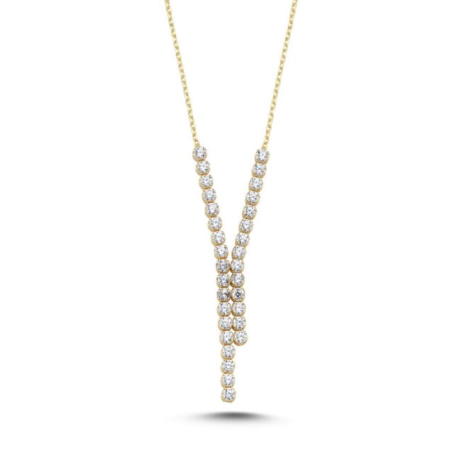 14 Ayar Altın Süzme Suyolu Y Kolye - 1