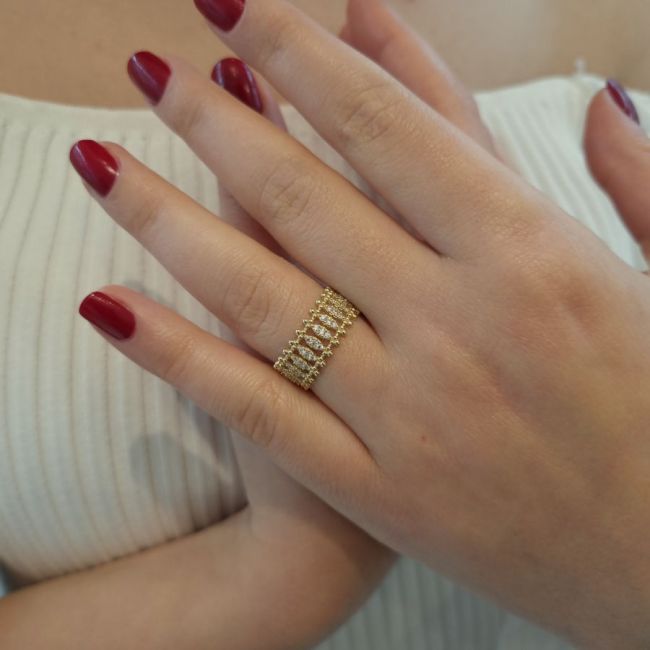 14 Ayar Altın Taşlı Belisima Yüzük - 3