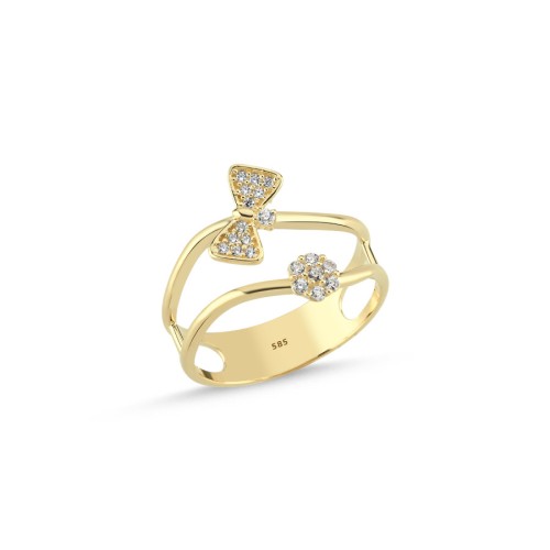 14 Carat Gold Stone Bow Ring - CNG Jewels