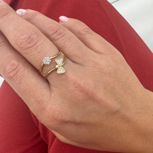 14 Carat Gold Stone Bow Ring - CNG Jewels (1)