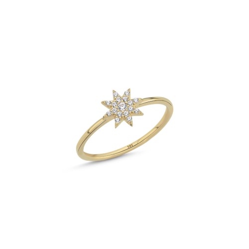 14 Carat Gold Small Pole Star Ring with Stone - CNG Jewels