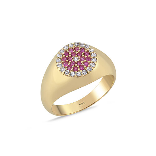 14 Ayar Altın Taşlı Ruby Serçe Parmak Yüzüğü - CNG Jewels