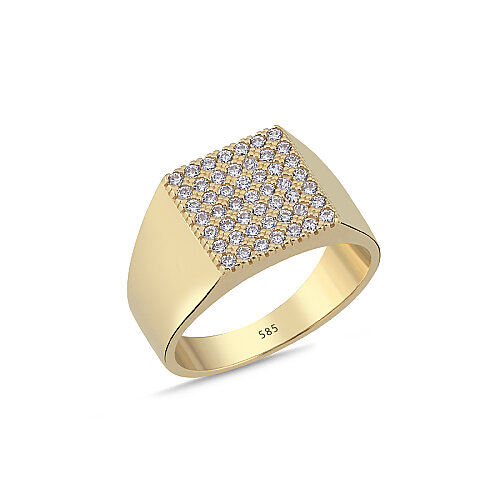 14 Ayar Altın Taşlı Şövalye Serçe Parmak Yüzük - CNG Jewels