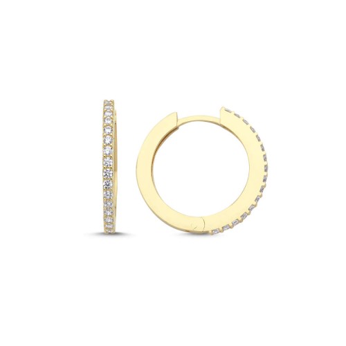 CNG Jewels - 14 Ayar Altın Taşlı Tamtur Halka Küpe 17mm Çap