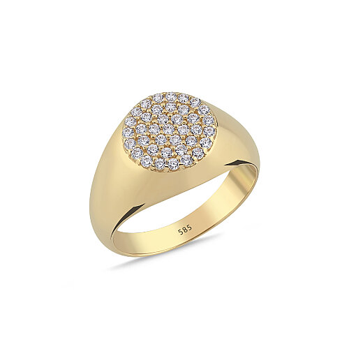 14 Ayar Altın Taşlı Yuvarlak Serçe Parmak Yüzük - CNG Jewels