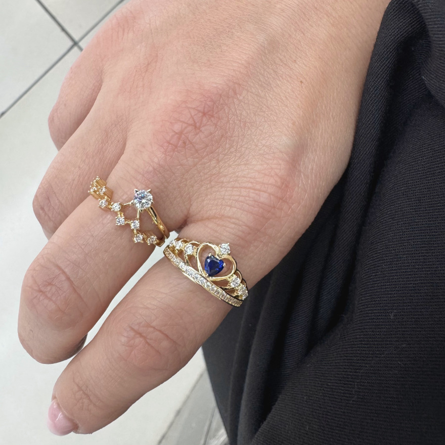 14 Ayar Altın Taşlı Zikzak Tasarım Yüzük - CNG Jewels (1)