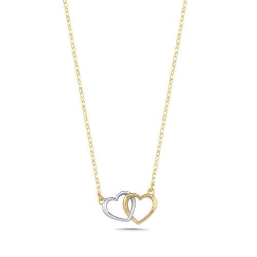 14 Ayar Altın Twin Kalp Kolye - CNG Jewels