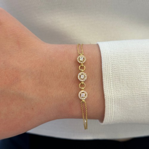 14 Carat Gold Triple Stone Bracelet - 2