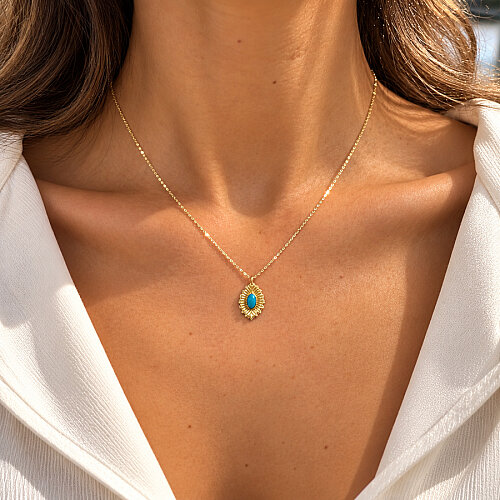 14 Ayar Altın Vintage Turkuaz Kolye - CNG Jewels (1)