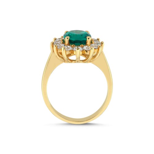 14 Ayar Altın Zümrüt Anturaj Yüzük - 2