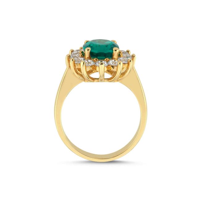 14 Ayar Altın Zümrüt Anturaj Yüzük - 2