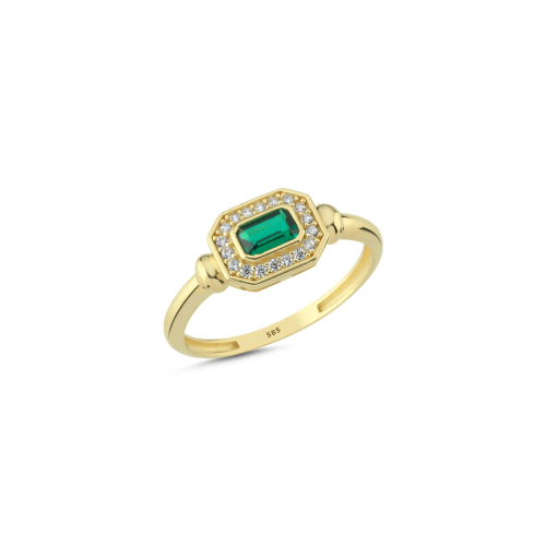 14 Carat Gold Emerald Artdeco Ring - CNG Jewels