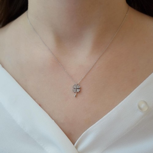 Four Leaf Clover White Gold Necklace - CNG Jewels (1)