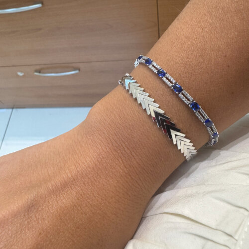 14 Ayar Beyaz Altın Safir Işık Seli Su Yolu Bileklik - CNG Jewels (1)