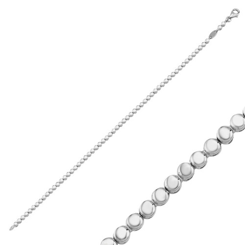 14 Ayar Beyaz Altın Taşsız Su Yolu Bileklik - 1