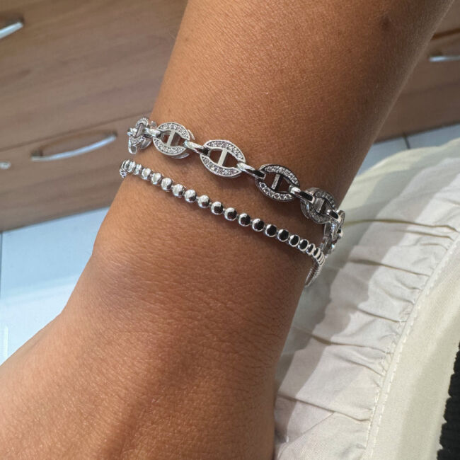 14 Ayar Beyaz Altın Taşsız Su Yolu Bileklik - 2