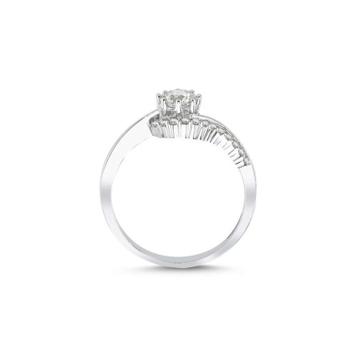 14 Ayar Beyaz Altın Tektaş Siena Yüzük - 2