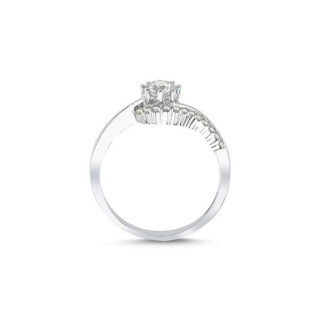 14 Ayar Beyaz Altın Tektaş Siena Yüzük - 2