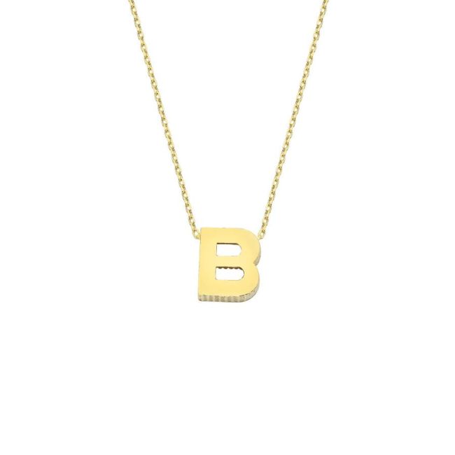 Lowercase Letter B 14 Carat Gold Necklace - 1