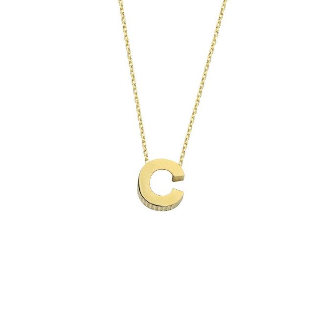 Small Letter C 14 Carat Gold Necklace - 1