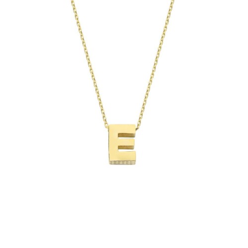 Small Letter E 14 Carat Gold Necklace - 1
