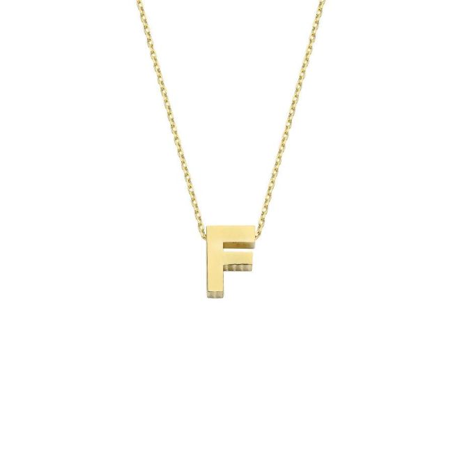 Small Letter F 14 Carat Gold Necklace - 1