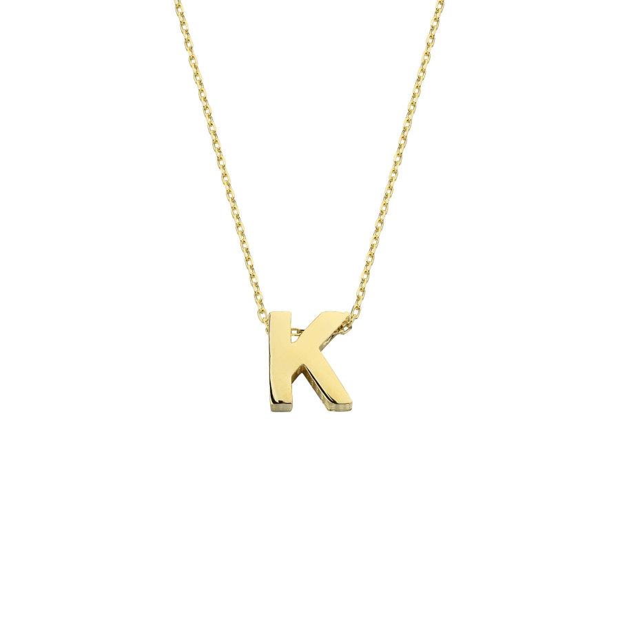 Small Letter K 14 Carat Gold Necklace - CNG Jewels