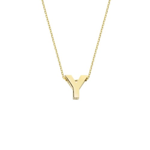 Small Letter Y 14 Carat Gold Necklace - 1