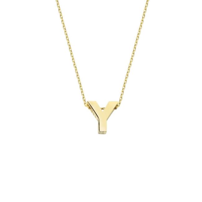 Small Letter Y 14 Carat Gold Necklace - 1