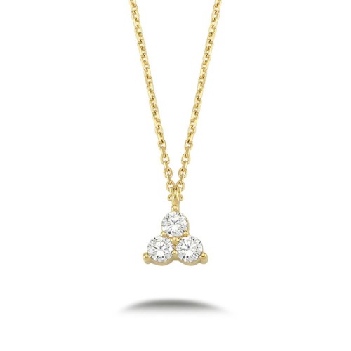 14 Carat Gold Minimal Triangle Necklace with Tria Stone - 1
