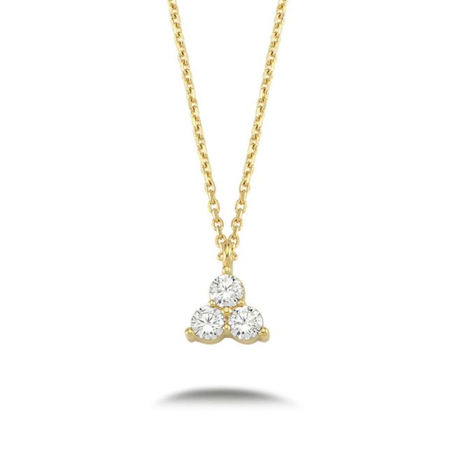 14 Carat Gold Minimal Triangle Necklace with Tria Stone - 1