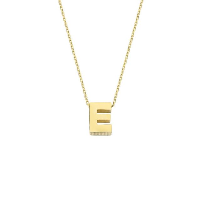 14k Gold İntial Letter E Necklace