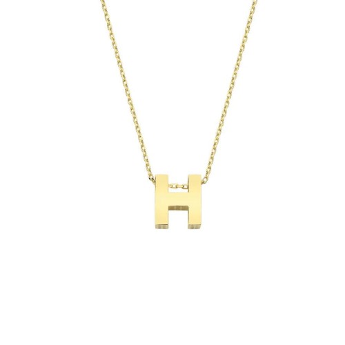 14k Gold İntial Letter H Necklace - Thumbnail