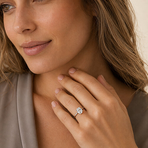 1,5 Karat Mozanit Oval Tektaş Gümüş Yüzük - CNG Jewels (1)