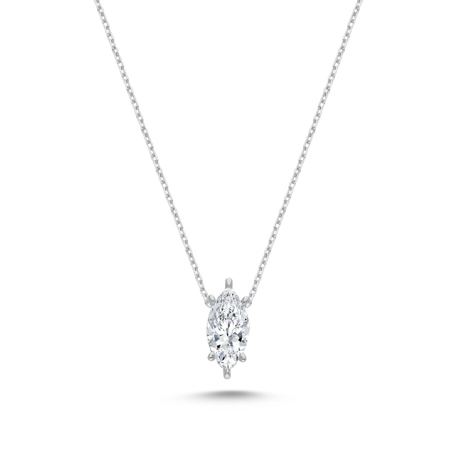 2 Karat Markiz Tektaş Gümüş Kolye - CNG Jewels