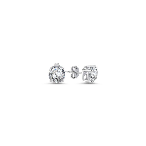 2 Karat Tek Taş Gümüş Küpe - CNG Jewels