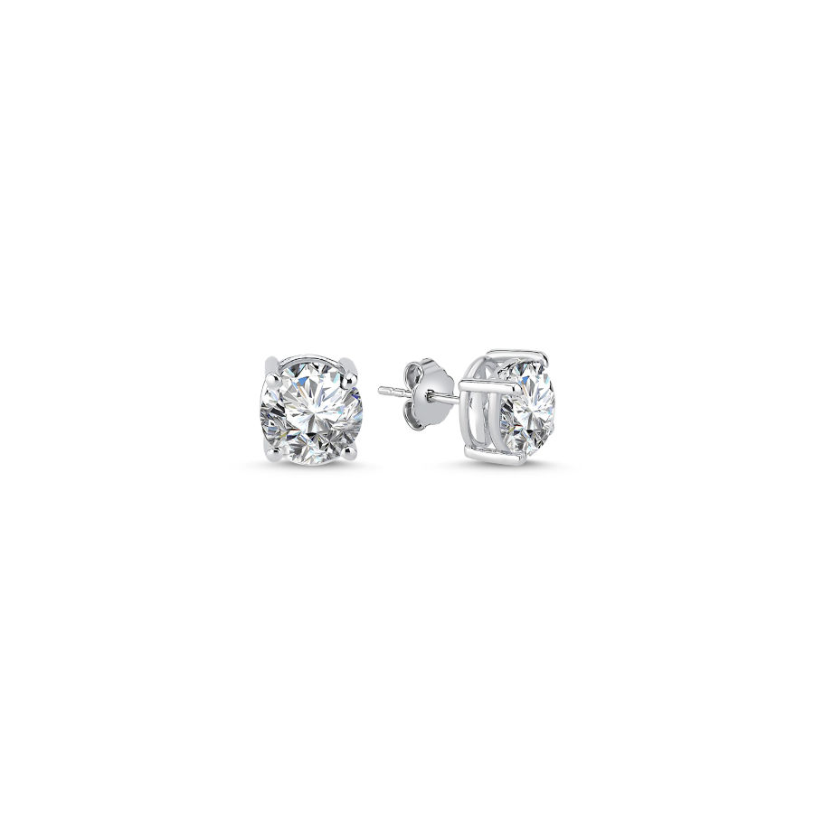 2 Carat Solitaire Silver Earrings - CNG Jewels