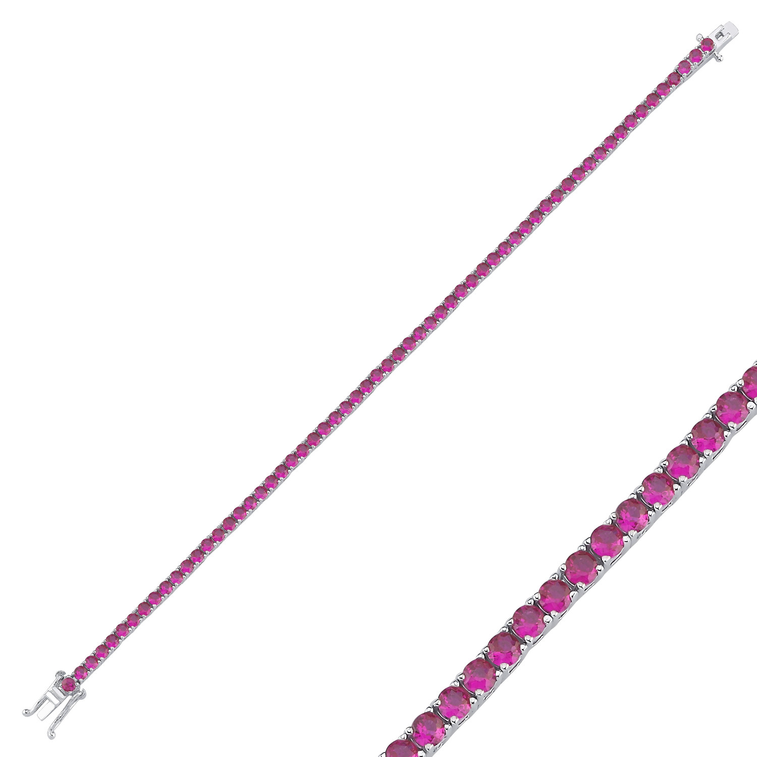 2,5mm Pembe Taşlı Su Yolu Gümüş Bileklik - CNG Jewels