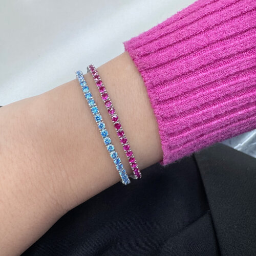 2,5mm Pembe Taşlı Su Yolu Gümüş Bileklik - CNG Jewels (1)