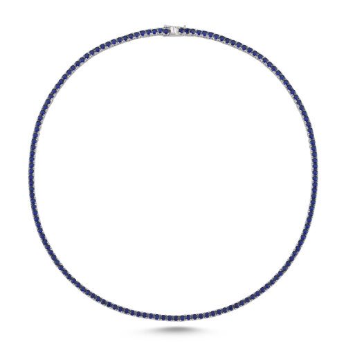 2,5mm Safir Mavisi Su Yolu Gümüş Kolye - CNG Jewels