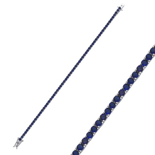 2,5mm Safir Renkli Gümüş Su Yolu Bileklik - CNG Jewels