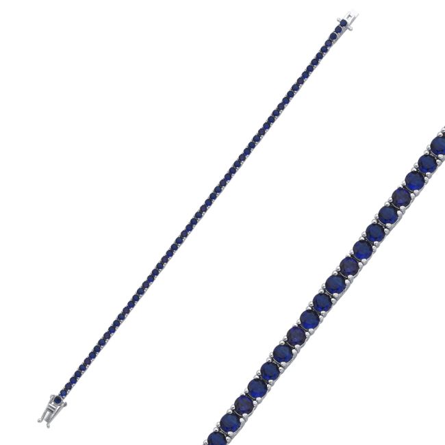 2,5mm Safir Renkli Gümüş Su Yolu Bileklik - 1